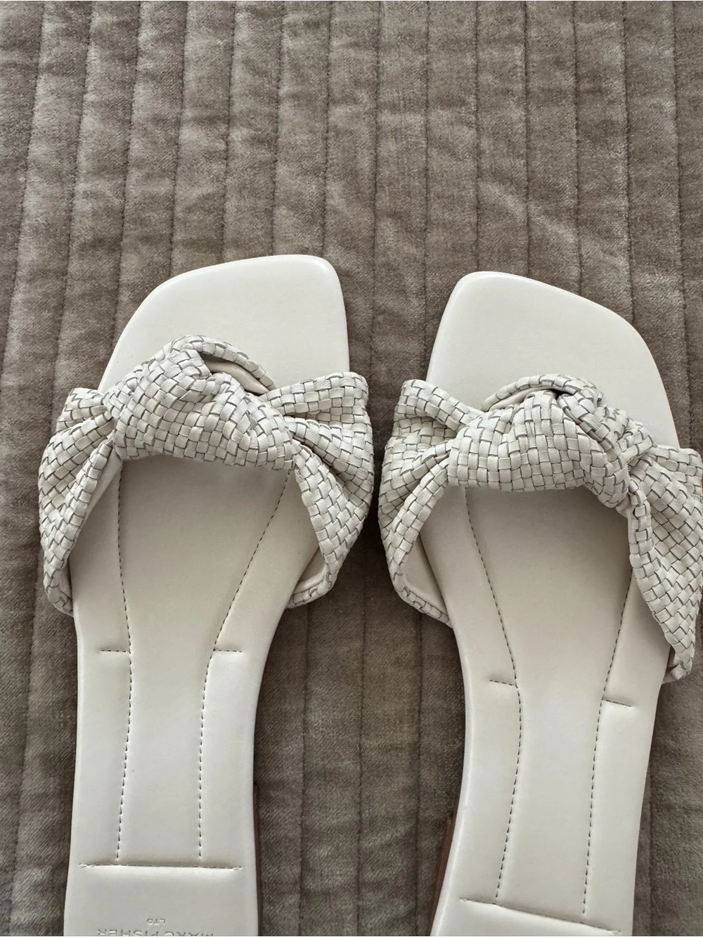 Marc Fisher Cream Braided Knot Slide Sandals